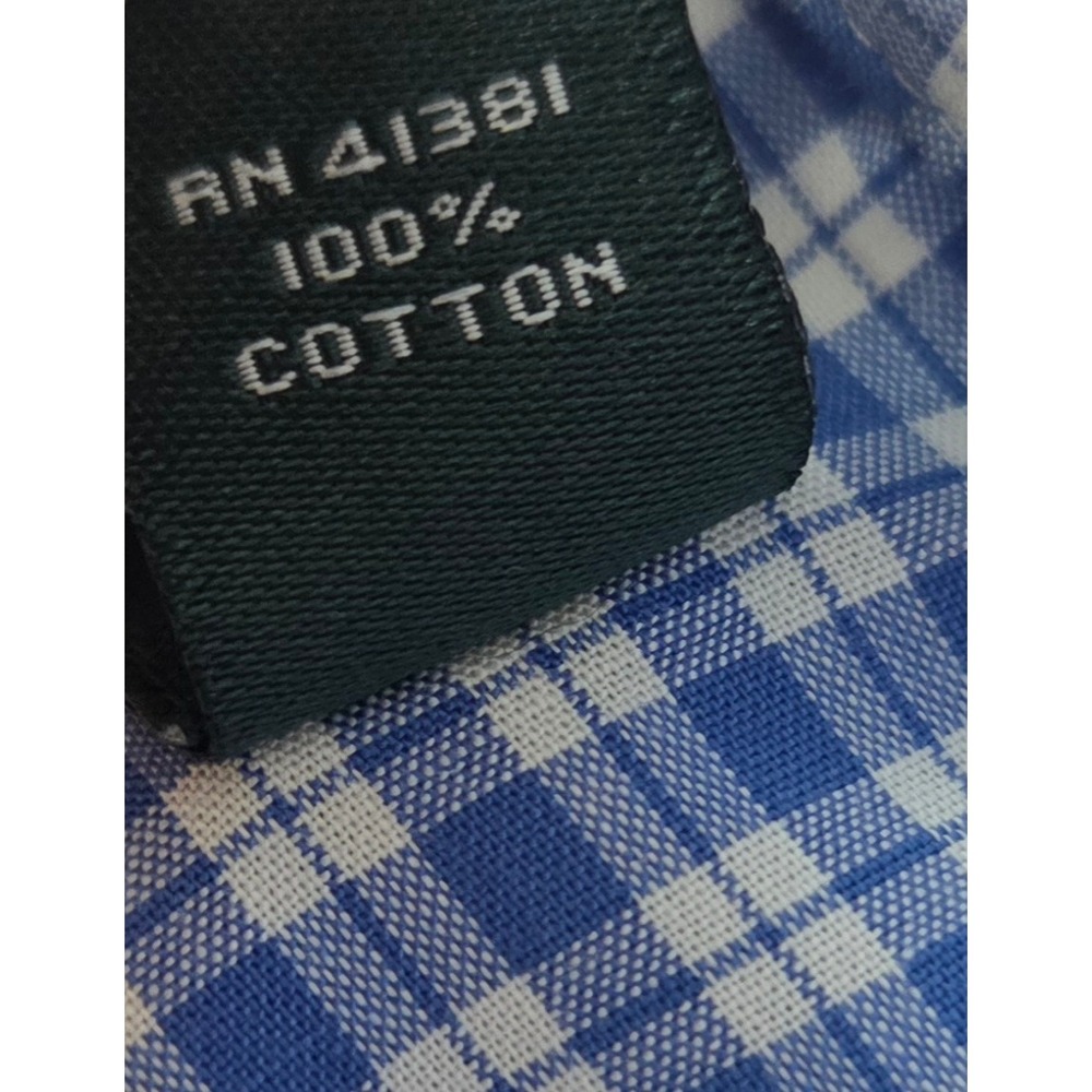 Lauren Ralph Lauren Mens 17 34/35 Classic Fit Non Iron Blue Gingham Dress Shirt - Picture 10 of 12